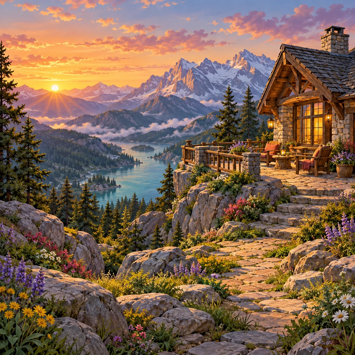 산 정상의 쉼터 원본 그림